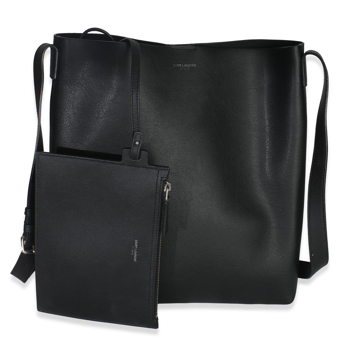 Saint Laurent Black Leather Bold Hobo Handbag fv