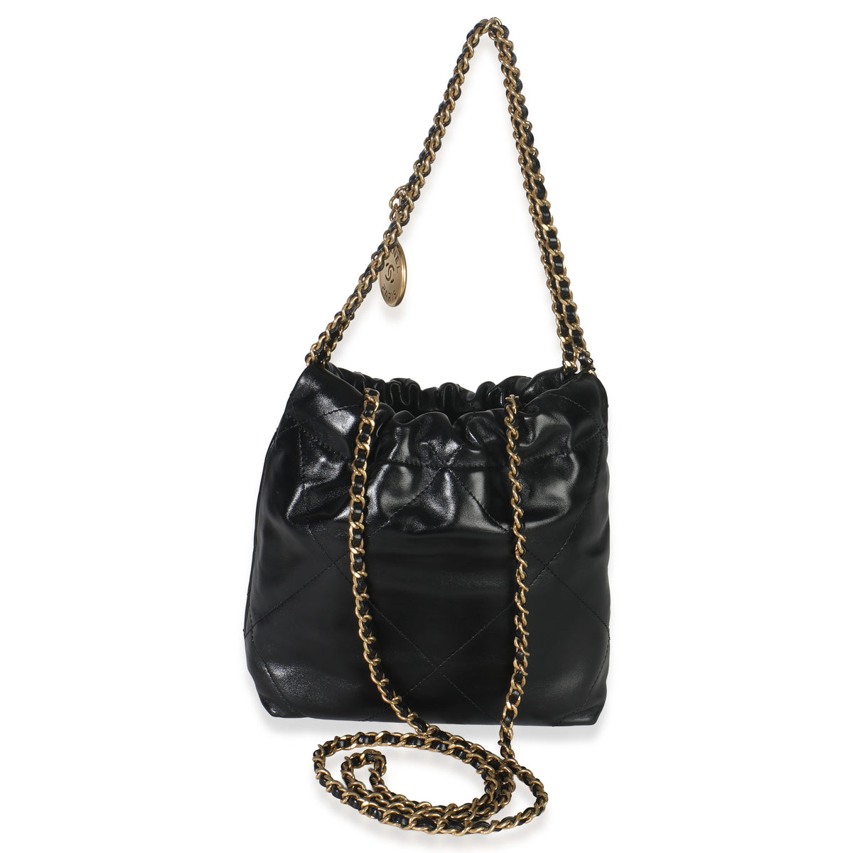 Black Quilted Calfskin Mini Chanel 22 Hobo