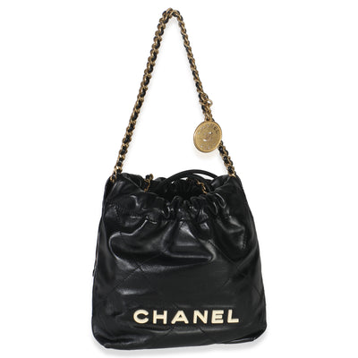 Black Quilted Calfskin Mini Chanel 22 Hobo