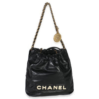 Black Quilted Calfskin Mini Chanel 22 Hobo