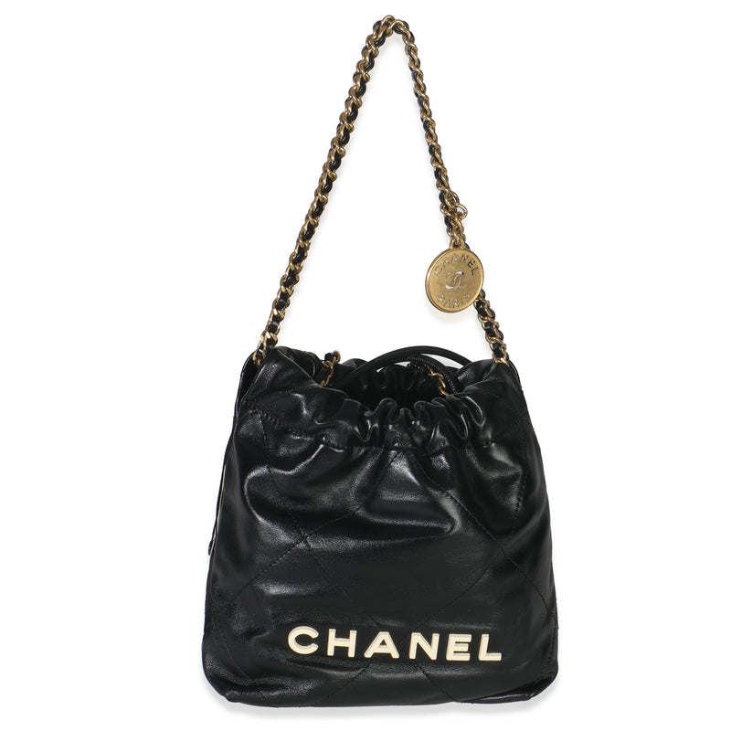 Black Quilted Calfskin Mini Chanel 22 Hobo