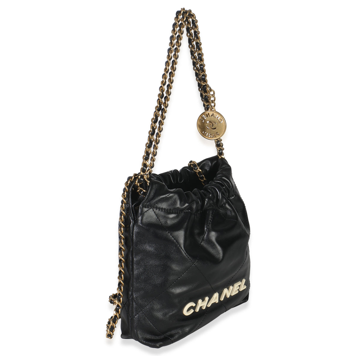 Black Quilted Calfskin Mini Chanel 22 Hobo