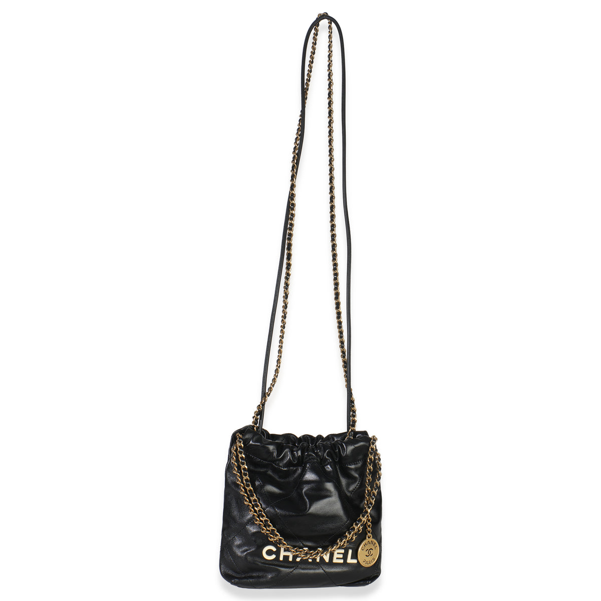 Black Quilted Calfskin Mini Chanel 22 Hobo