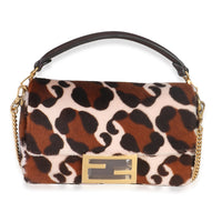 Brown Leopard Ponyhair Mini Baguette
