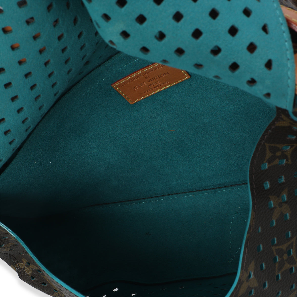 Teal Monogram Canvas Flore Perforated Saumur