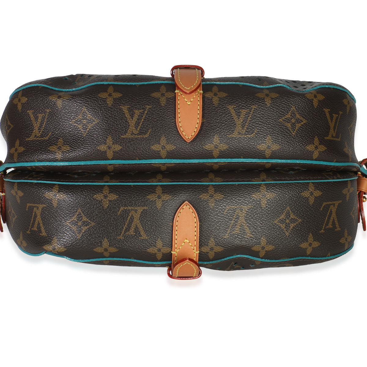 Teal Monogram Canvas Flore Perforated Saumur