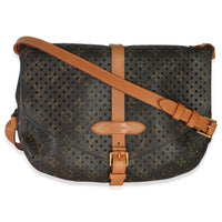 Teal Monogram Canvas Flore Perforated Saumur