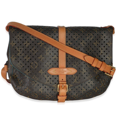 Teal Monogram Canvas Flore Perforated Saumur