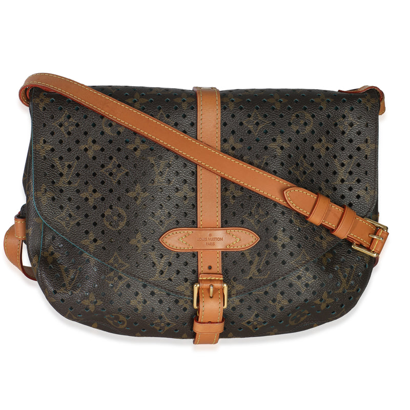 Teal Monogram Canvas Flore Perforated Saumur