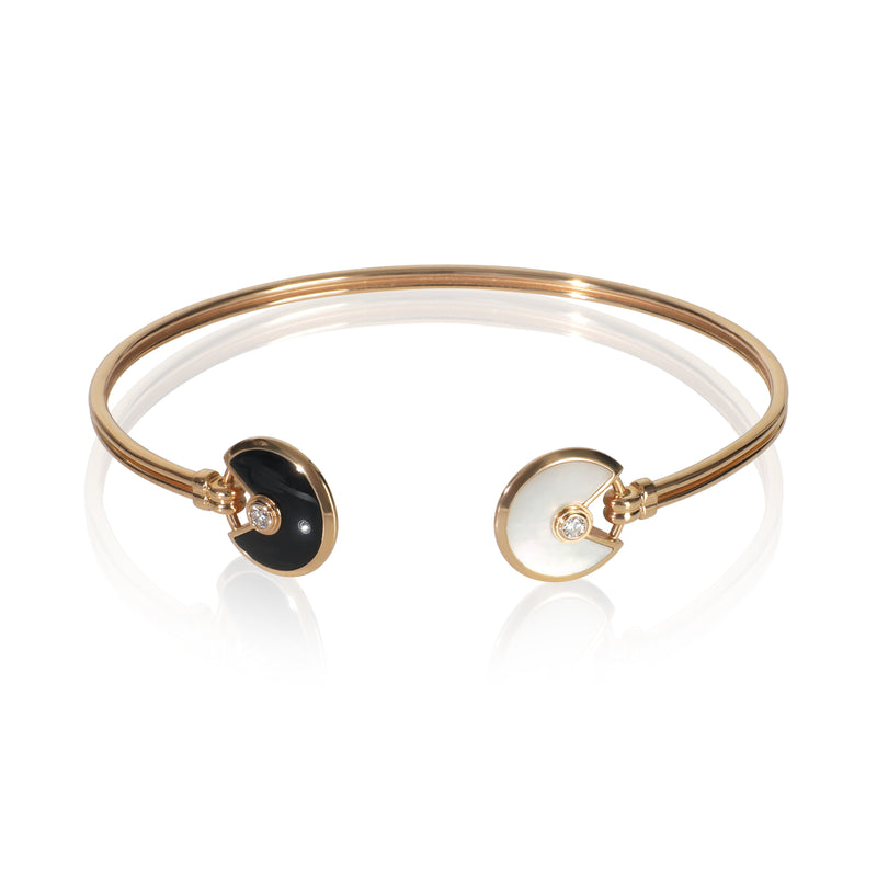Cartier Rose Gold Mother Of Pearl and Onyx Amulette de  Bracelet fv