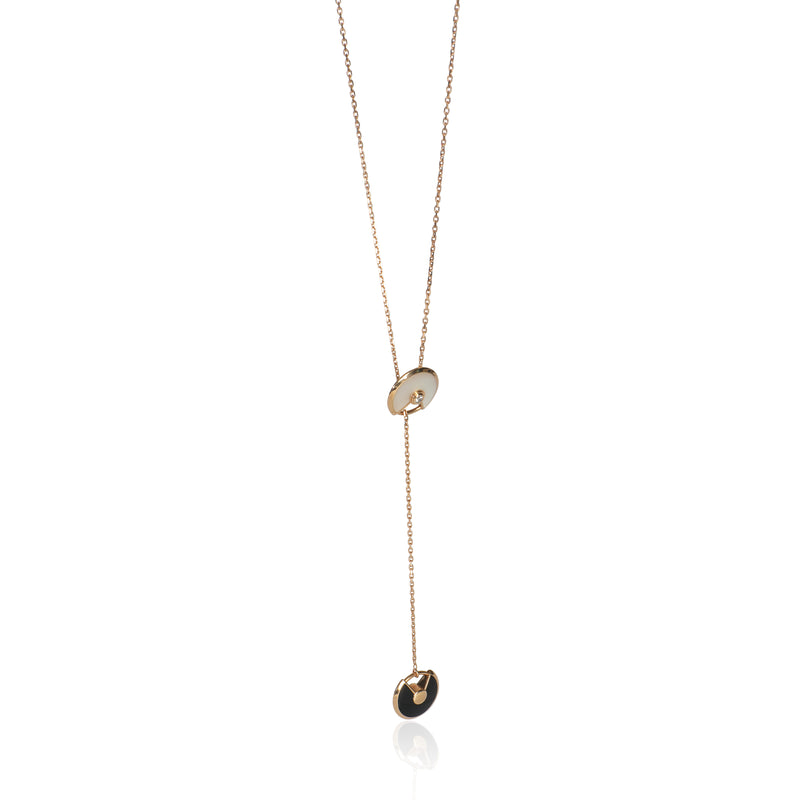 Cartier Rose Gold Mother Of Pearl and Onyx Amulette de  Lariat Necklace fv