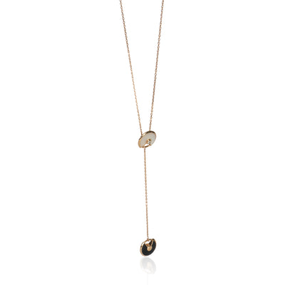 Cartier Rose Gold Mother Of Pearl and Onyx Amulette de  Lariat Necklace fv