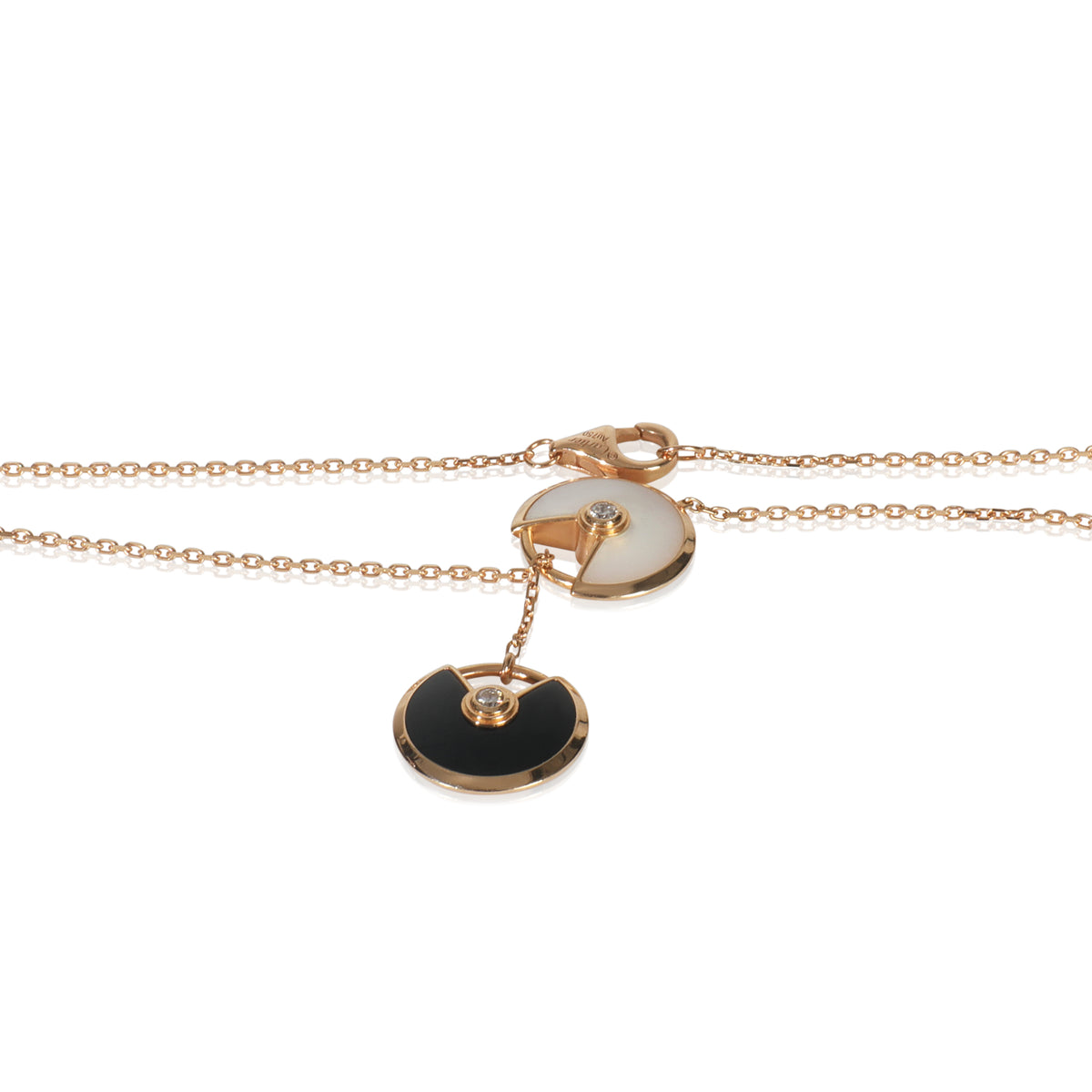Cartier Rose Gold Mother Of Pearl and Onyx Amulette de  Lariat Necklace sv