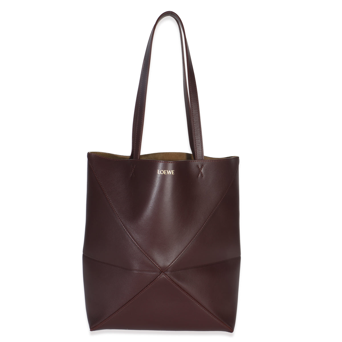 Dark Burgundy Shiny Calfskin Medium Fold Tote