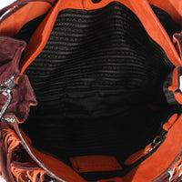 Prada Vintage Red Orange Suede Fringe Tote Bag Handbag ad1