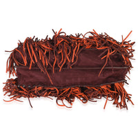 Vintage Red Orange Suede Fringe Tote Bag