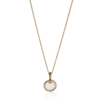 Yellow Gold Mother Of Pearl and Diamond Elements Disc Pendant