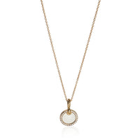 Yellow Gold Mother Of Pearl and Diamond Elements Disc Pendant