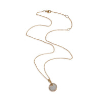 Yellow Gold Mother Of Pearl and Diamond Elements Disc Pendant