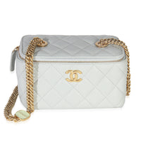 Grey Quilted Lambskin Coco Chain Vanity Case With Chain