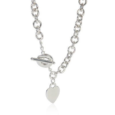 Sterling Silver  Heart Tag Toggle Necklace