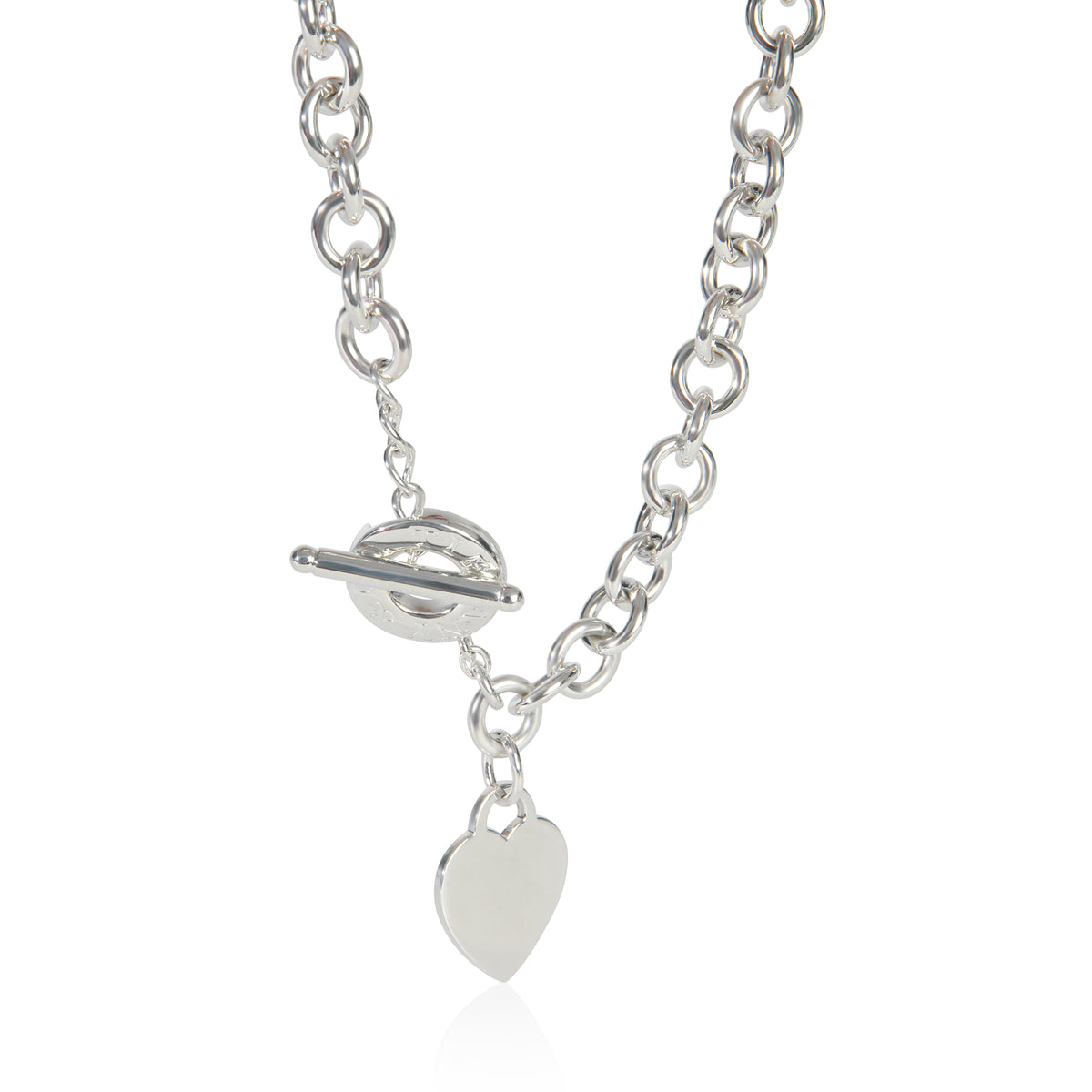 Sterling Silver  Heart Tag Toggle Necklace