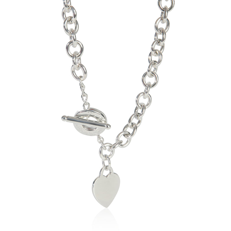 Sterling Silver  Heart Tag Toggle Necklace