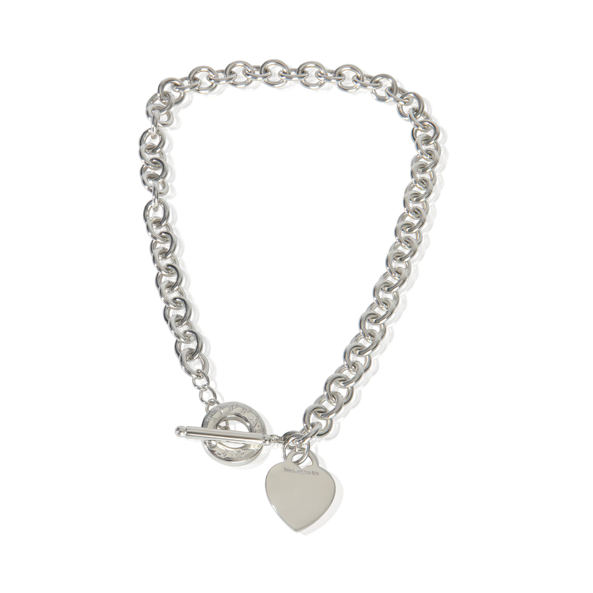 Sterling Silver  Heart Tag Toggle Necklace