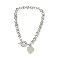 Sterling Silver  Heart Tag Toggle Necklace