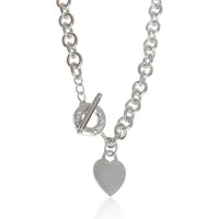 Sterling Silver  Heart Tag Toggle Necklace