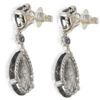 Sterling Silver Rutilated Quartz & Black Orchid Chatelaine Earrings