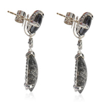 Sterling Silver Rutilated Quartz & Black Orchid Chatelaine Earrings
