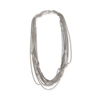 Sterling Silver Diamond Multistrand Diamond Ball Necklace