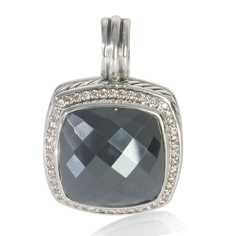 David Yurman Sterling Silver Hematite and Diamond 17mm Albion Pendant fv