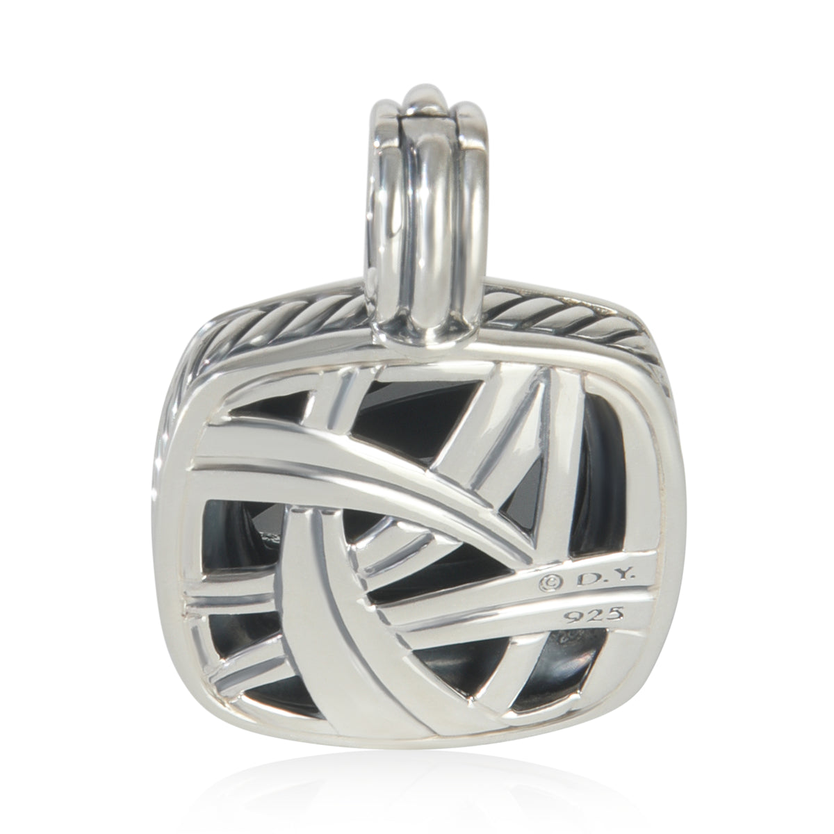 David Yurman Sterling Silver Hematite and Diamond 17mm Albion Pendant pv