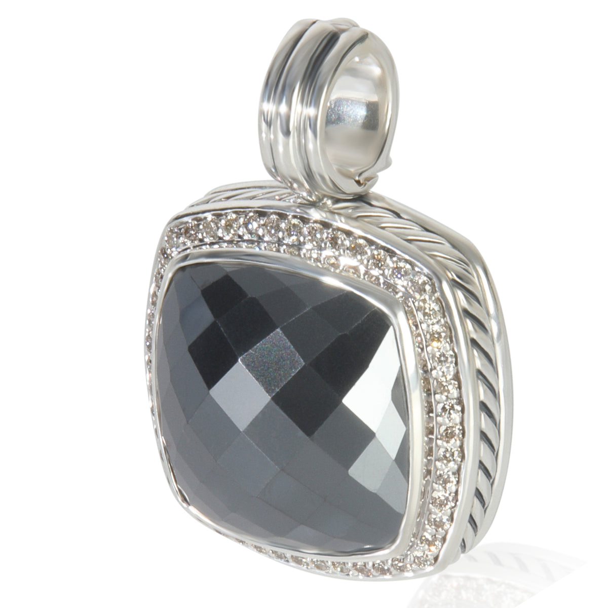 David Yurman Sterling Silver Hematite and Diamond 17mm Albion Pendant sv