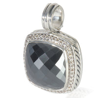 Sterling Silver Hematite and Diamond 17mm Albion Pendant
