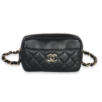 Chanel Black Quilted Lambskin Front Pocket Belt Bag Handbag fv