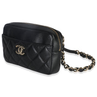 Chanel Black Quilted Lambskin Front Pocket Belt Bag Handbag sv