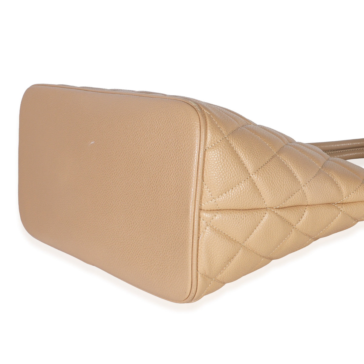 Chanel Beige Quilted Caviar Medallion Tote Handbag box