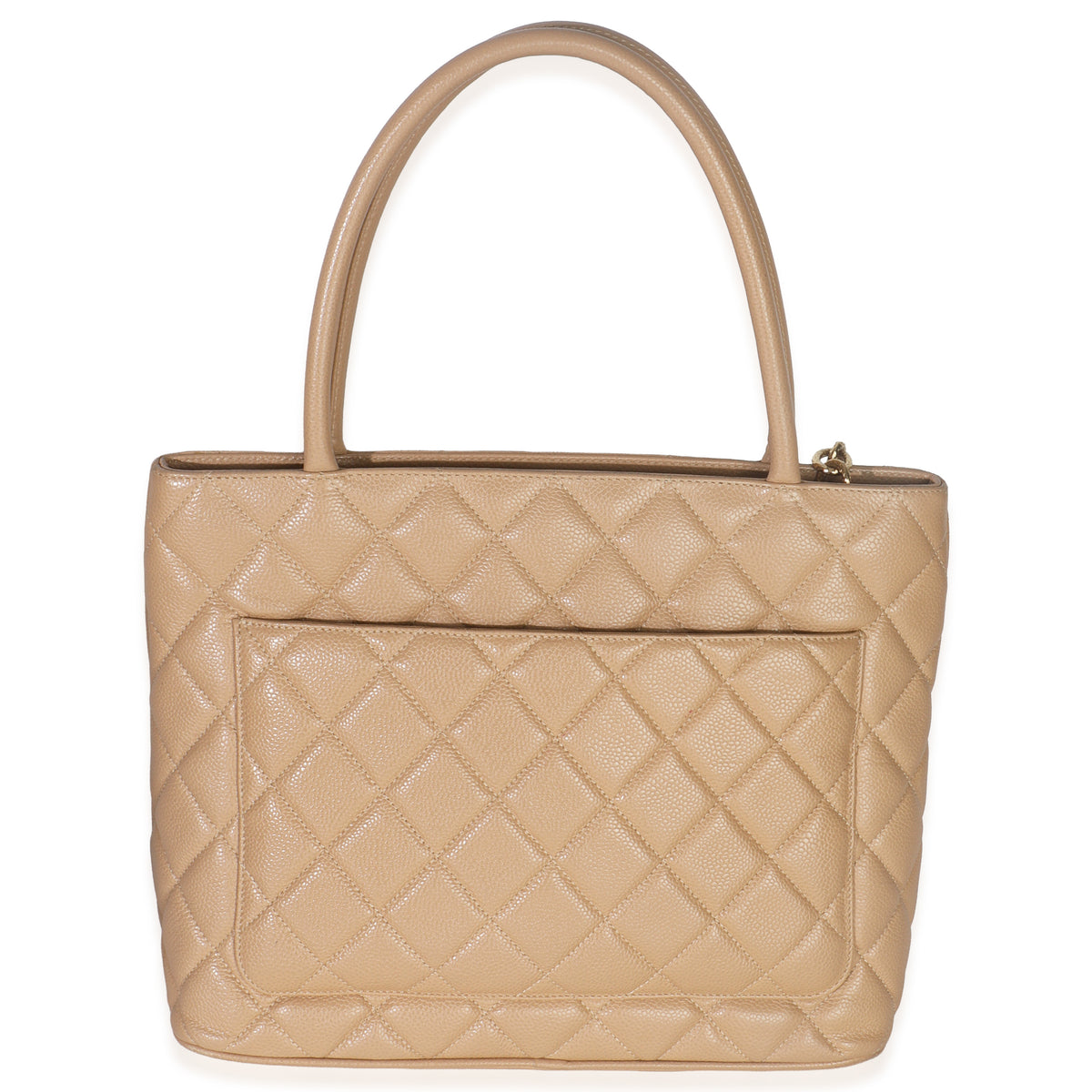 Chanel Beige Quilted Caviar Medallion Tote Handbag bv