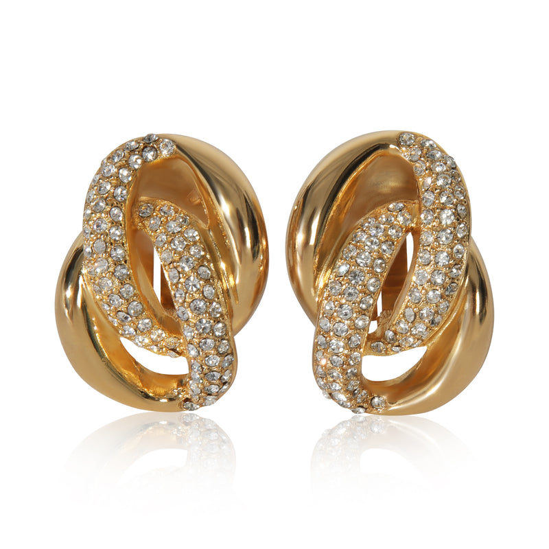 Gold-Plated  Strass Chain Link Earrings
