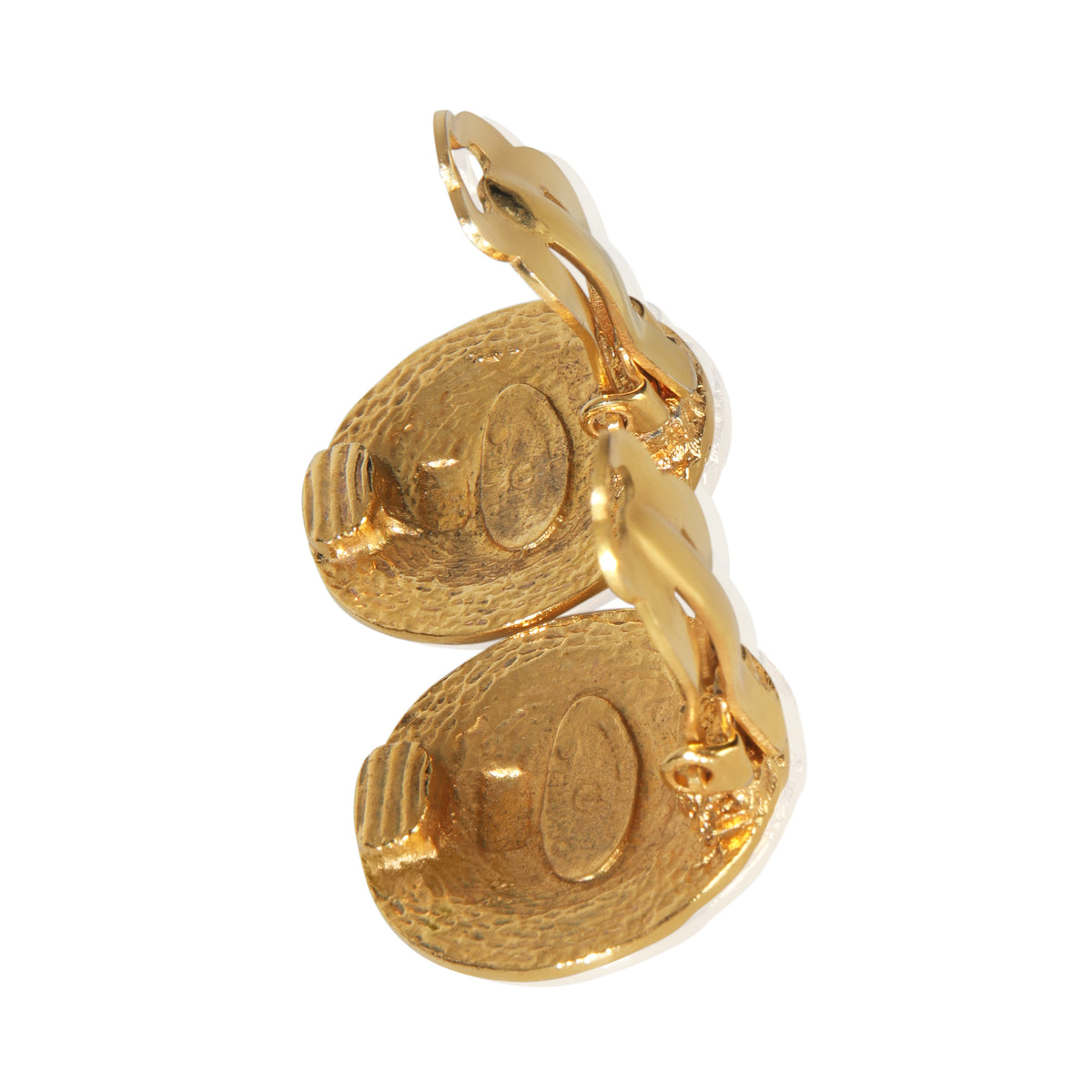 Gold-Plated  Vintage CC Button Earrings
