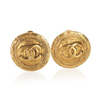 Gold-Plated  Vintage CC Button Earrings