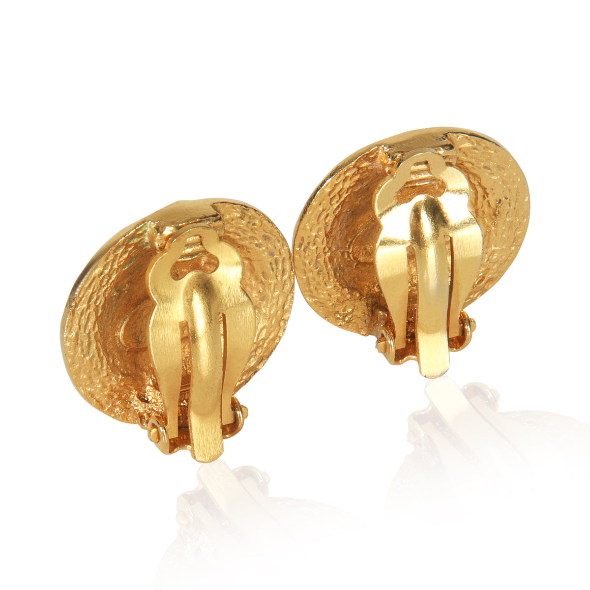 Gold-Plated  Vintage CC Button Earrings