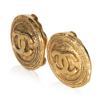 Gold-Plated  Vintage CC Button Earrings
