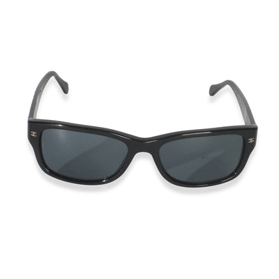 Black Acetate Quilted Frame CC Square Lens Sunglasses