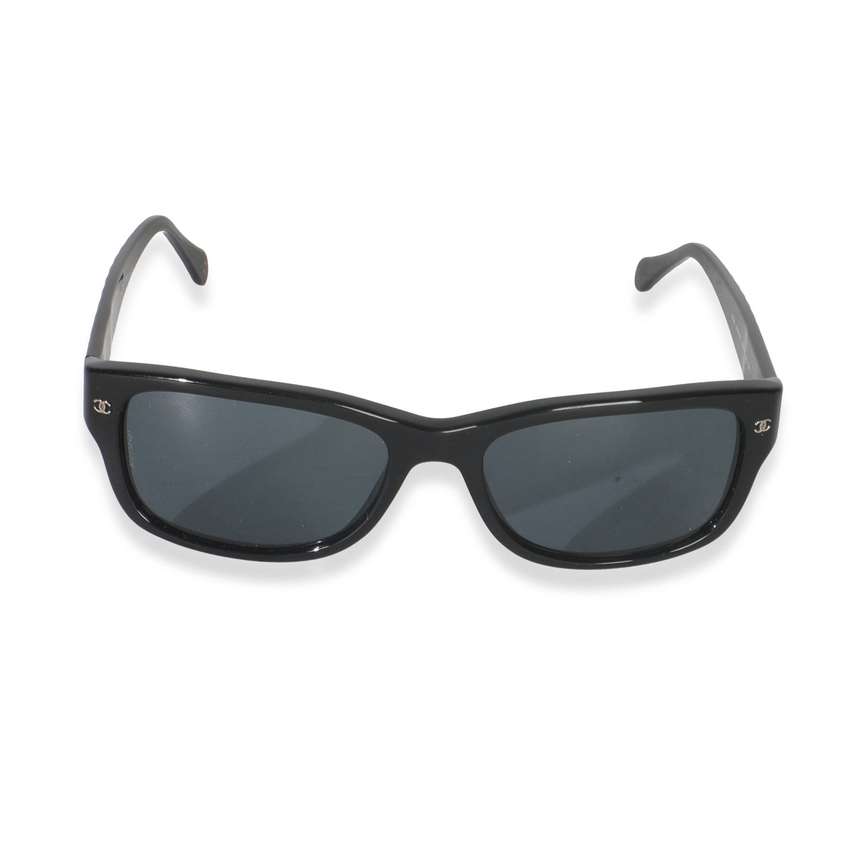 Black Acetate Quilted Frame CC Square Lens Sunglasses