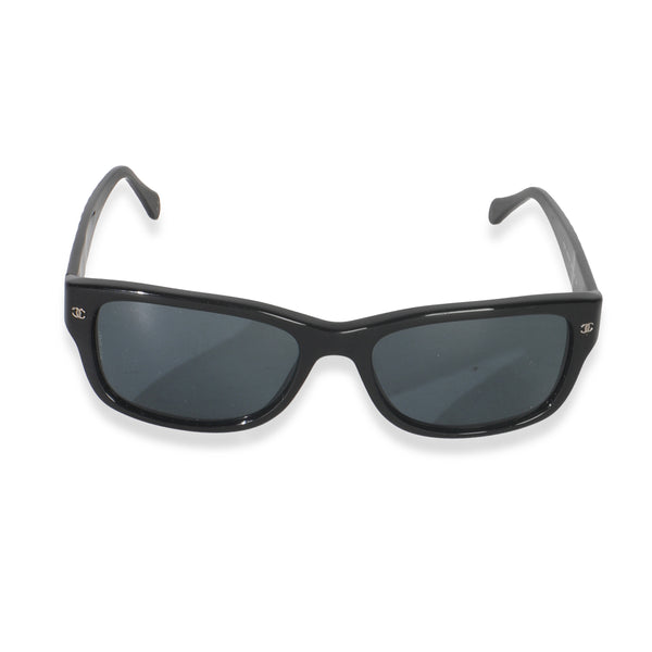 Chanel Black Acetate Quilted Frame CC Square Lens Sunglasses
