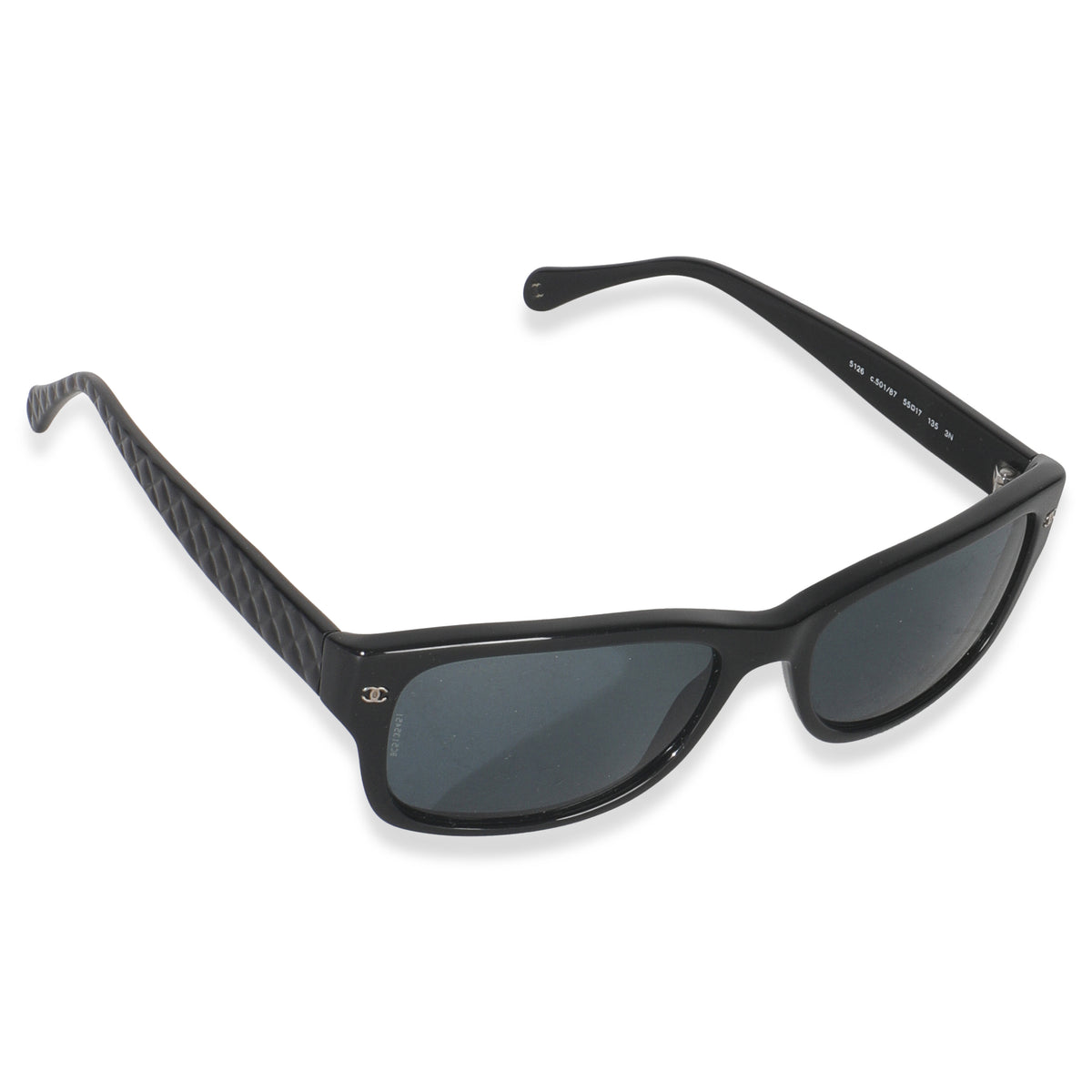 Black Acetate Quilted Frame CC Square Lens Sunglasses